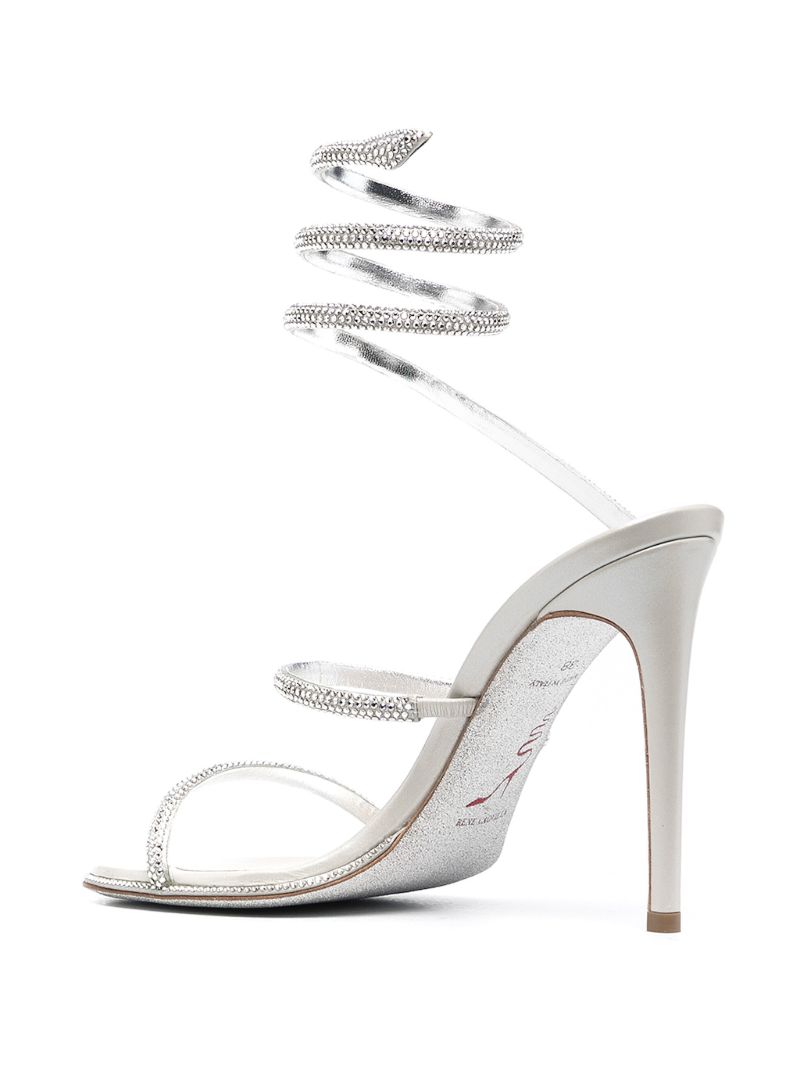 Silver-tone Cleo Embellished Leather Sandals