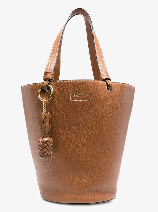 Brown Cecilya Leather Bucket Bag