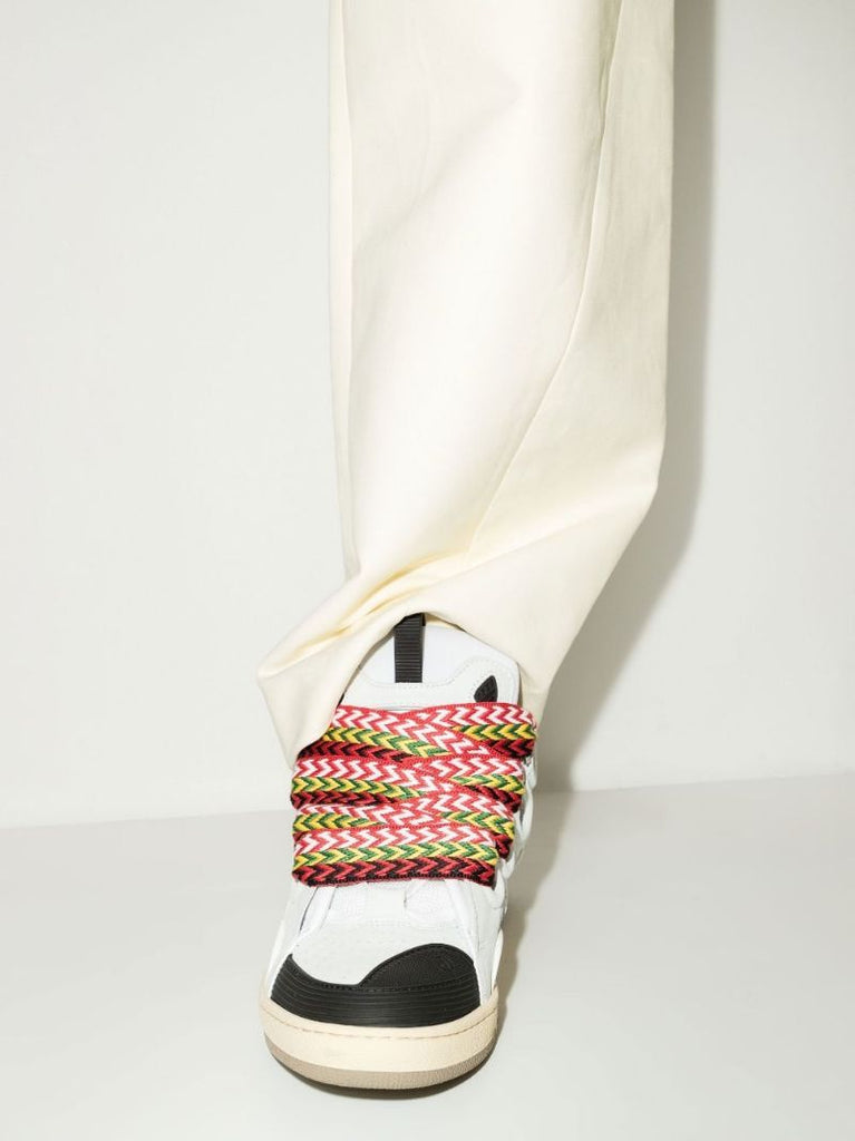 White Curb Low Top Leather Trainers