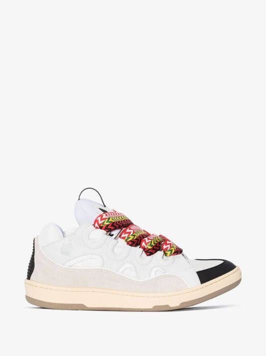 White Curb Low Top Leather Trainers