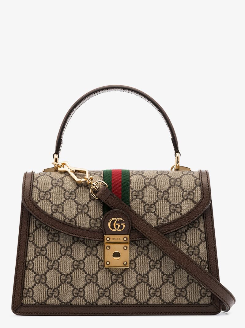 Brown Ophidia Gg Supreme Small Top Handle Bag