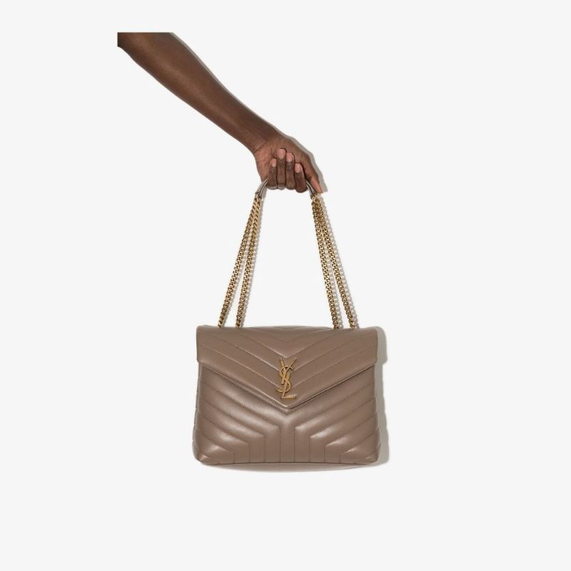 Neutral Loulou Toy Strap Medium Leather Shoulder Bag