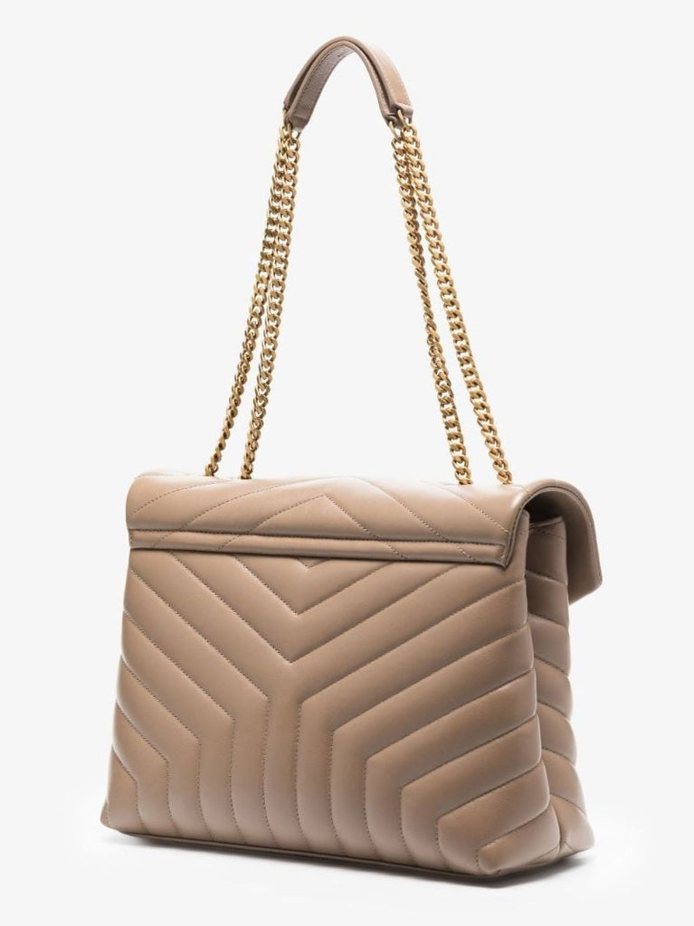 Neutral Loulou Toy Strap Medium Leather Shoulder Bag