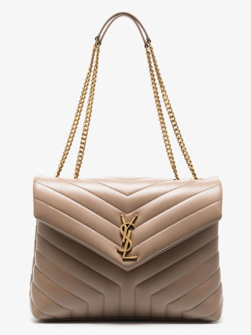 Neutral Loulou Toy Strap Medium Leather Shoulder Bag