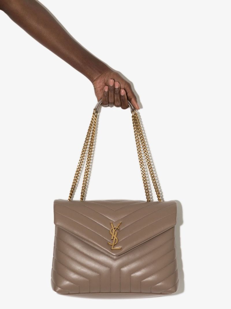 Neutral Loulou Toy Strap Medium Leather Shoulder Bag