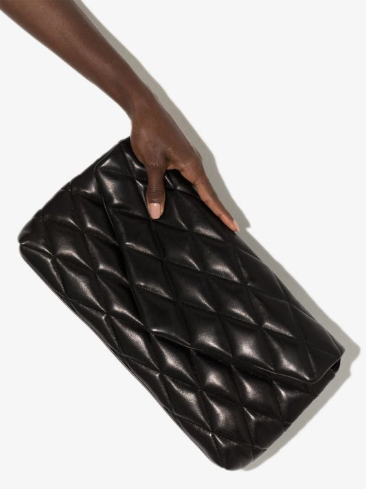 Black Sade Quilted Leather Clutch Bag