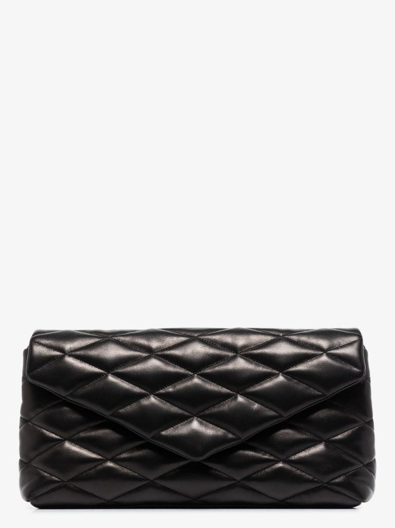 Black Sade Quilted Leather Clutch Bag