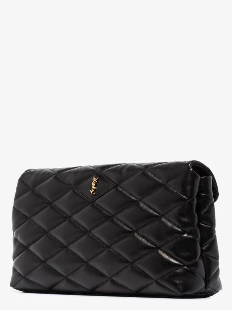 Black Sade Quilted Leather Clutch Bag