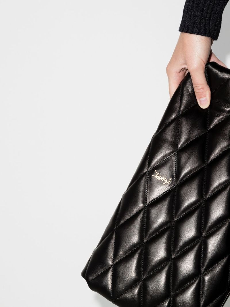 Black Sade Quilted Leather Clutch Bag
