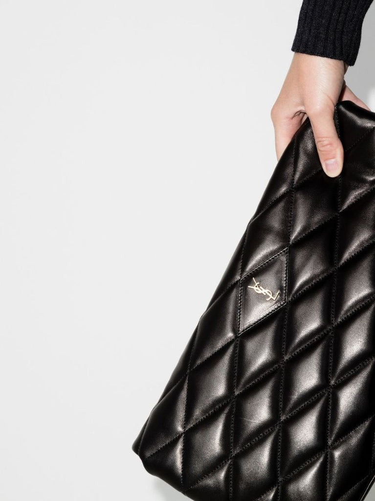 Black Sade Quilted Leather Clutch Bag
