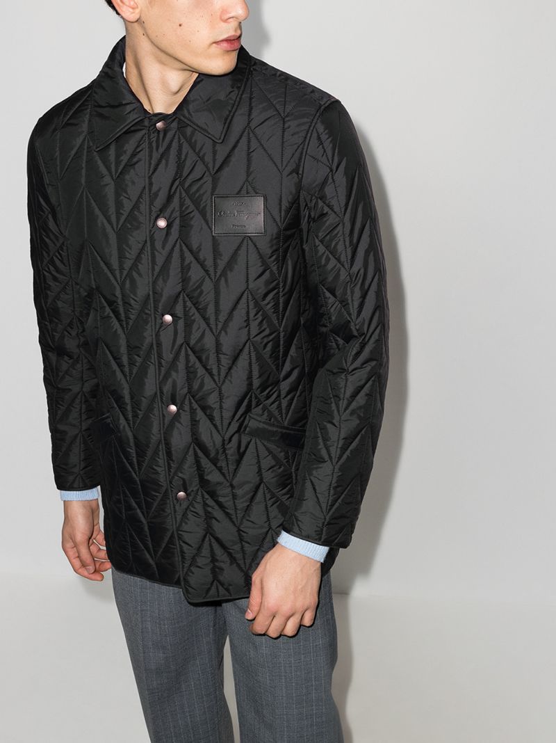 Padded Quilted Logo Patch Jacket