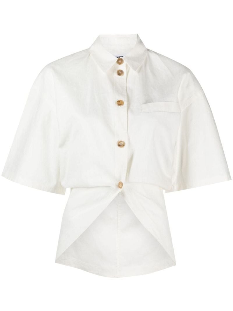 Curved-hem Button-up Shirt