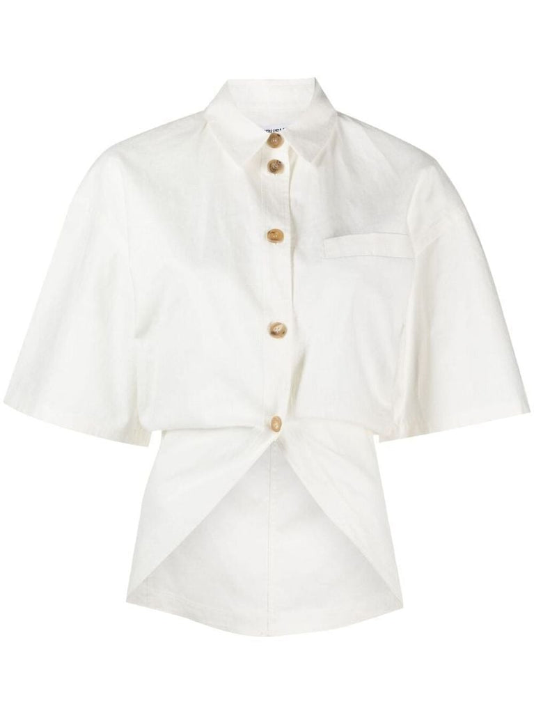 Curved-hem Button-up Shirt
