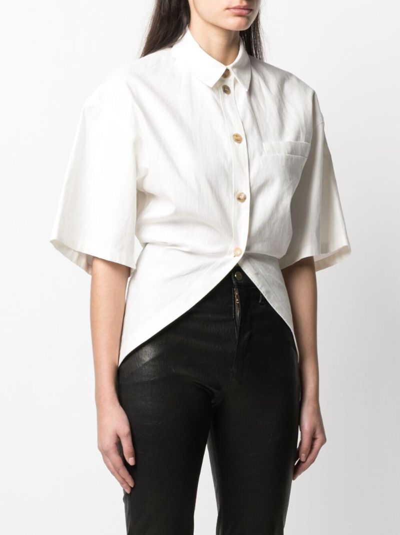 Curved-hem Button-up Shirt