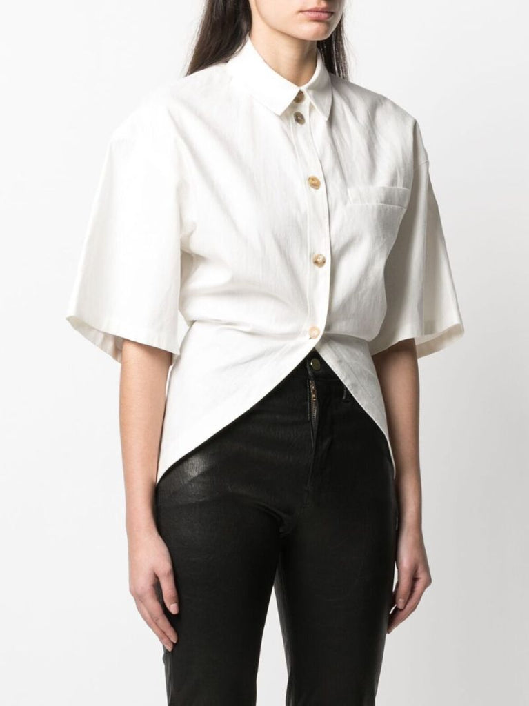 Curved-hem Button-up Shirt