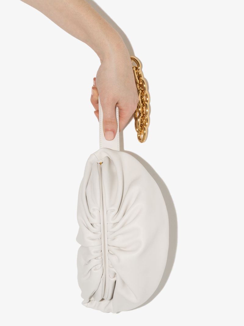 White the Belt Chain Pouch Leather Cross Body Bag