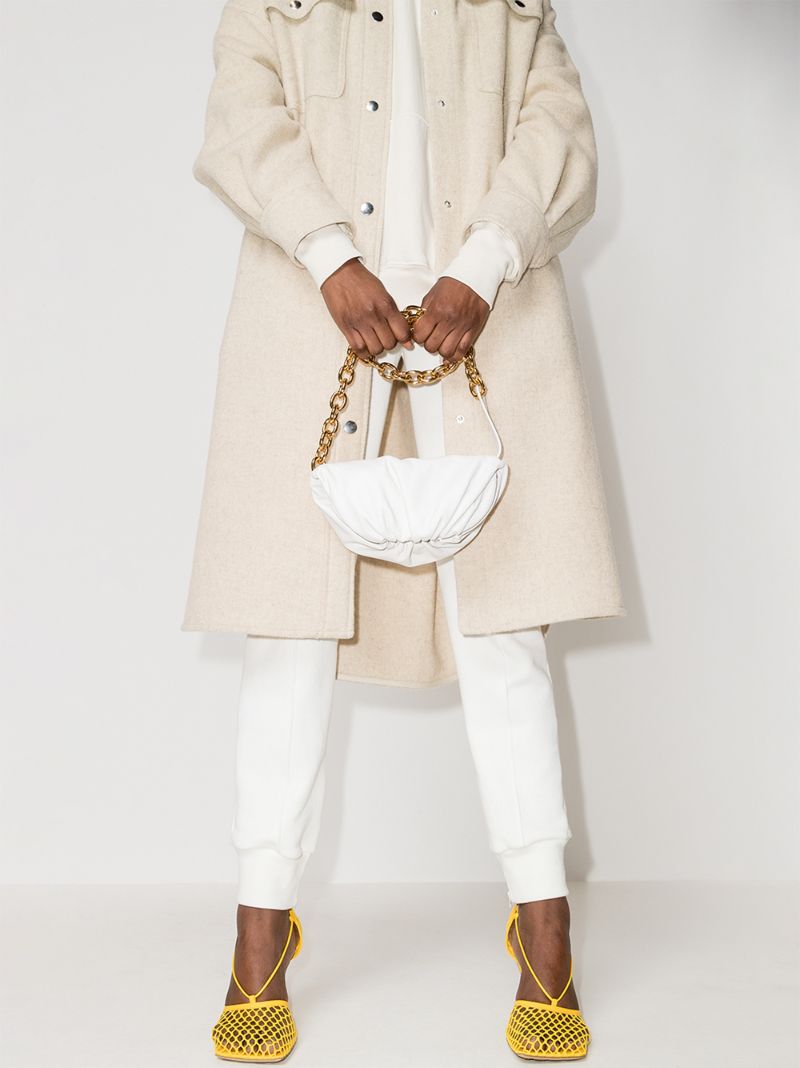 White the Belt Chain Pouch Leather Cross Body Bag