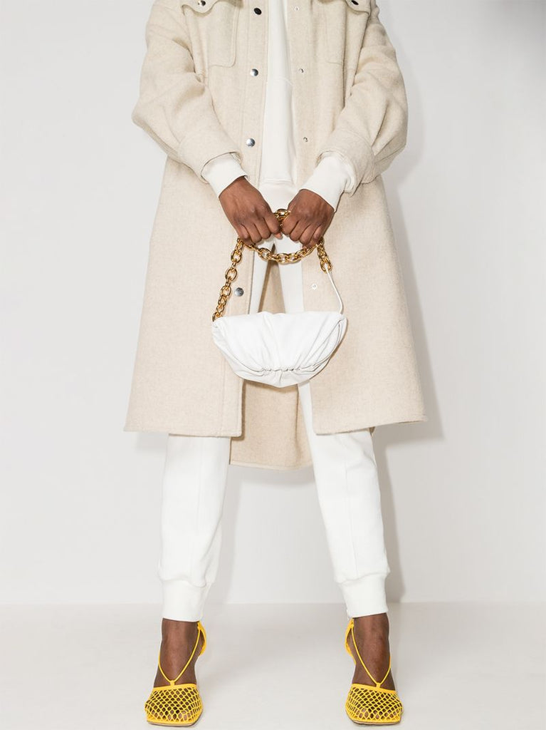 White the Belt Chain Pouch Leather Cross Body Bag