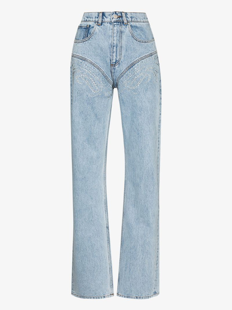 Crystal Embellished High-rise Jeans