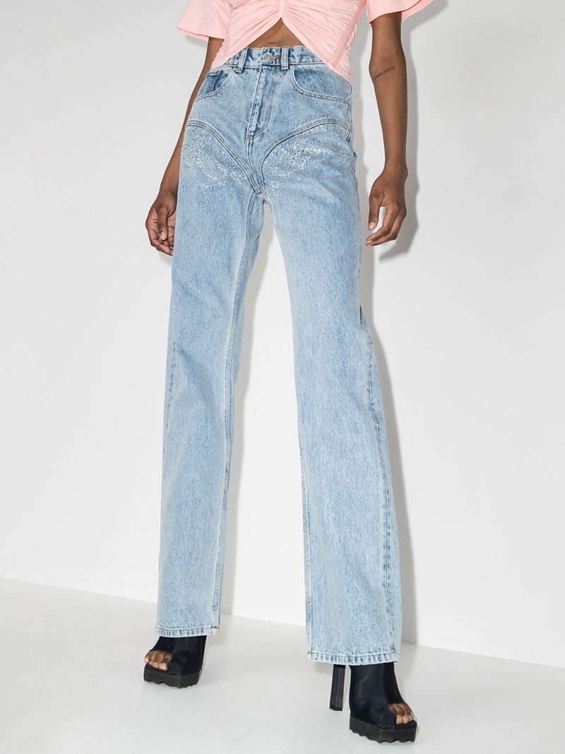 Crystal Embellished High-rise Jeans