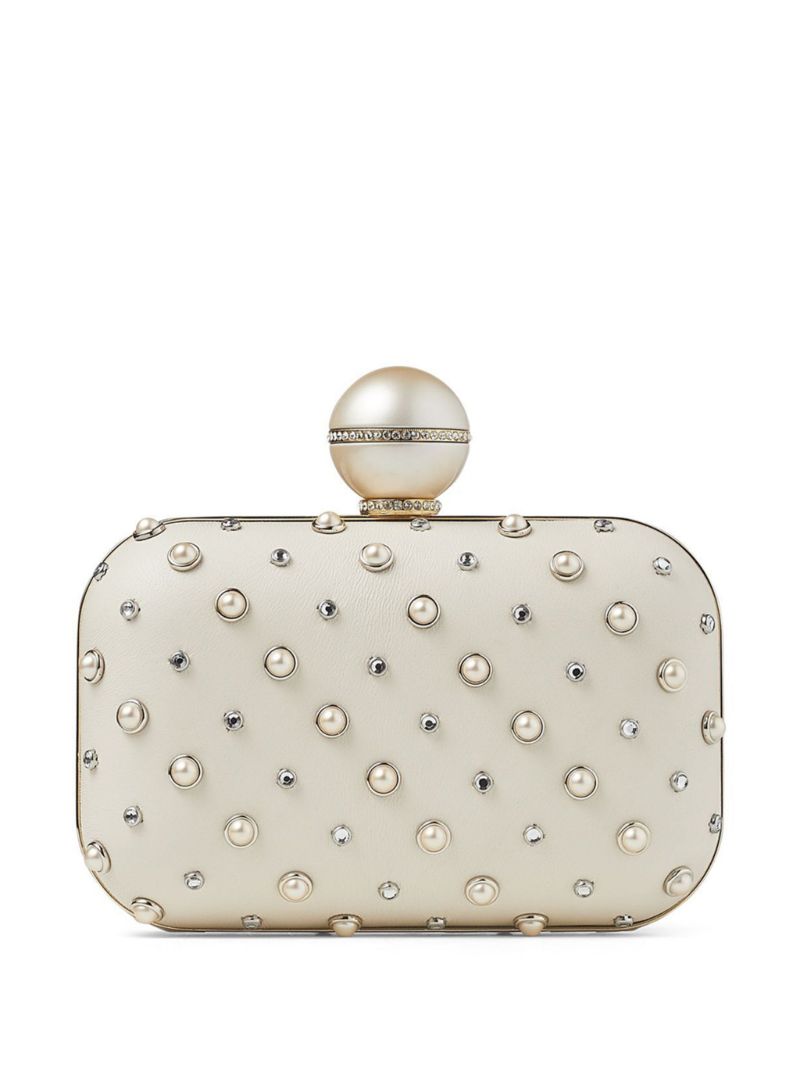 White Cloud Pearl-embellished Clutch Bag