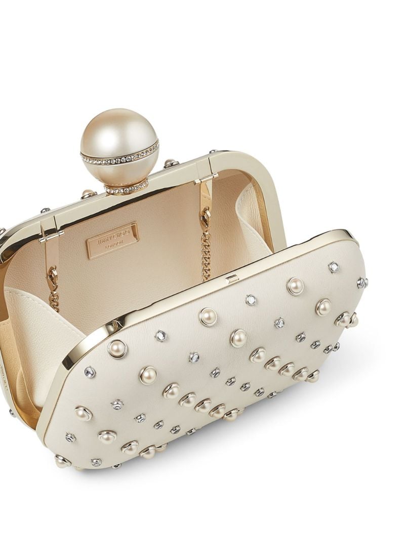 White Cloud Pearl-embellished Clutch Bag