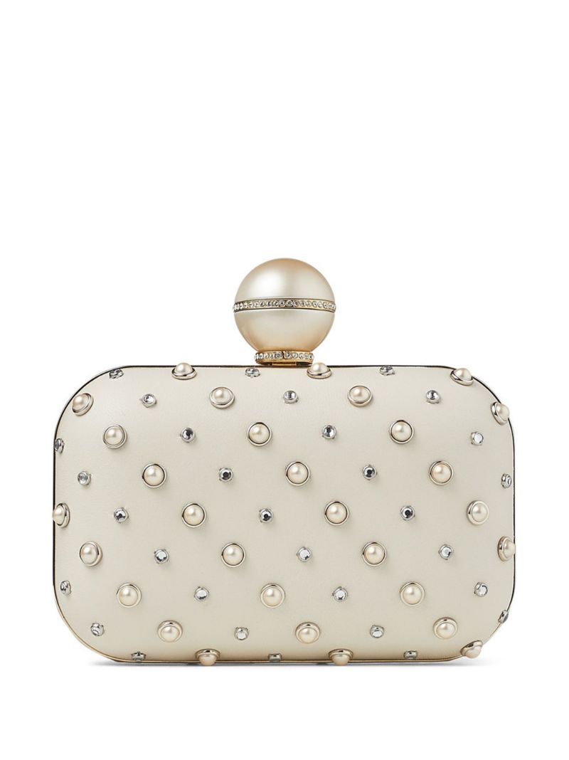 White Cloud Pearl-embellished Clutch Bag