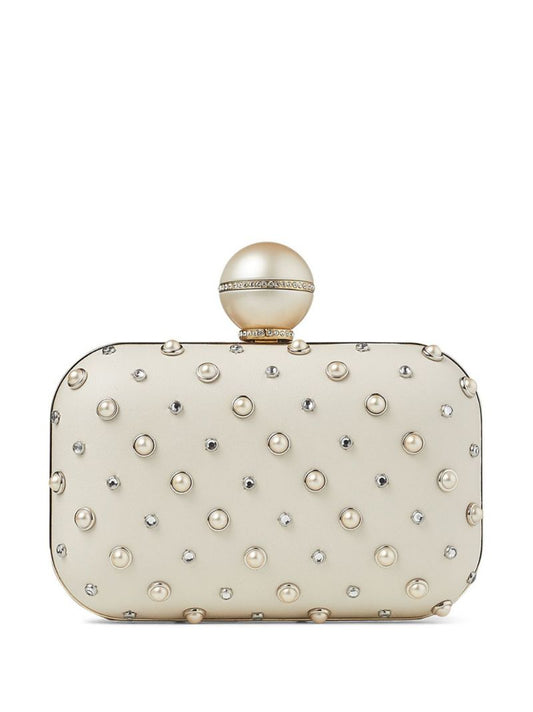 White Cloud Pearl-embellished Clutch Bag