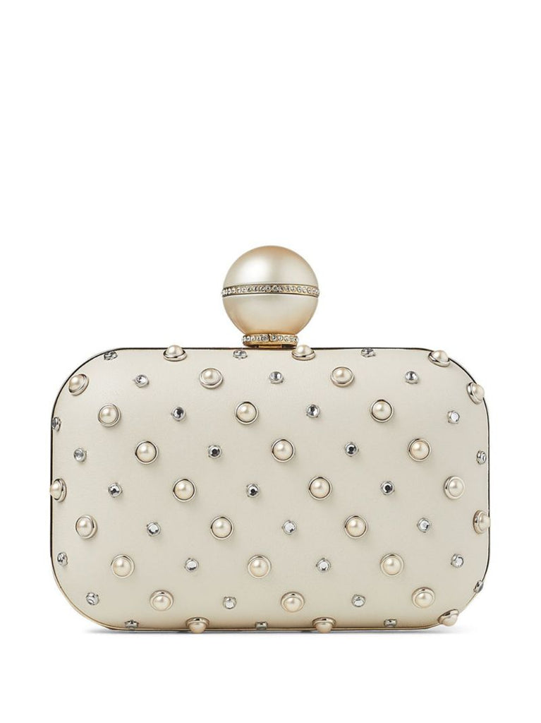 White Cloud Pearl-embellished Clutch Bag