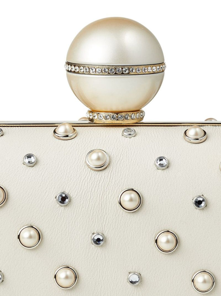 White Cloud Pearl-embellished Clutch Bag