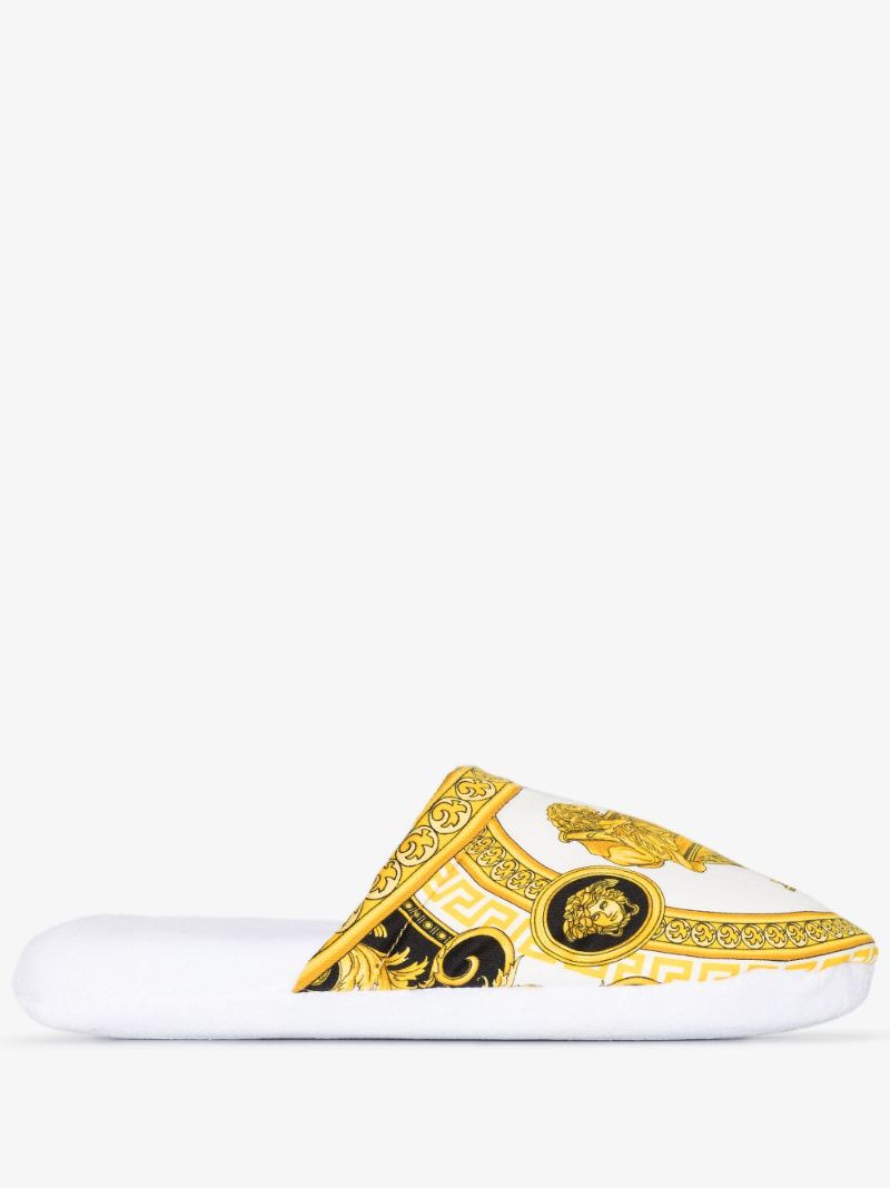 White and Gold La Coupe Des Dieux Slippers