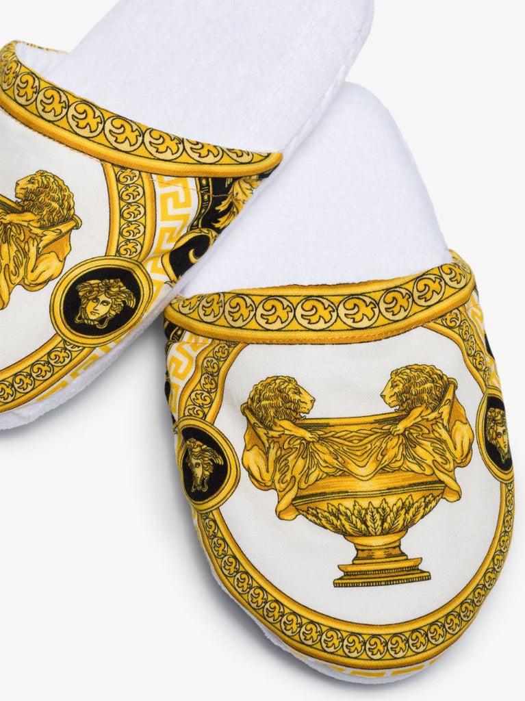 White and Gold La Coupe Des Dieux Slippers