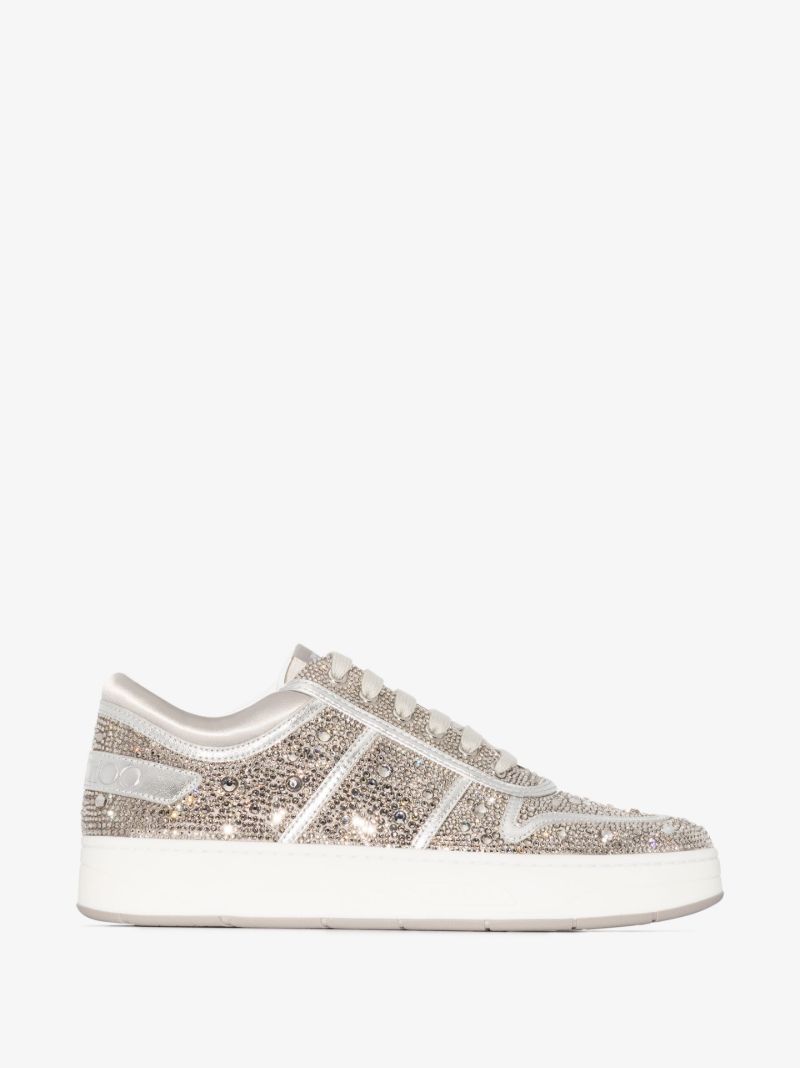 Silver Hawaii/f Crystal Leather Sneakers