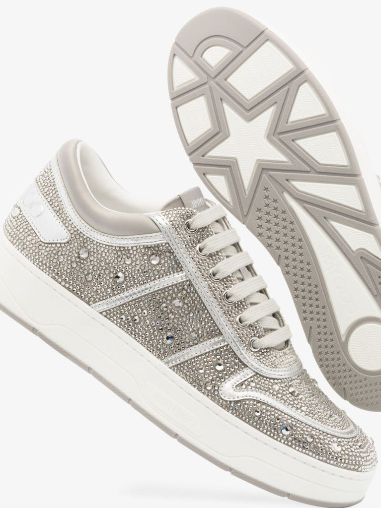 Silver Hawaii/f Crystal Leather Sneakers