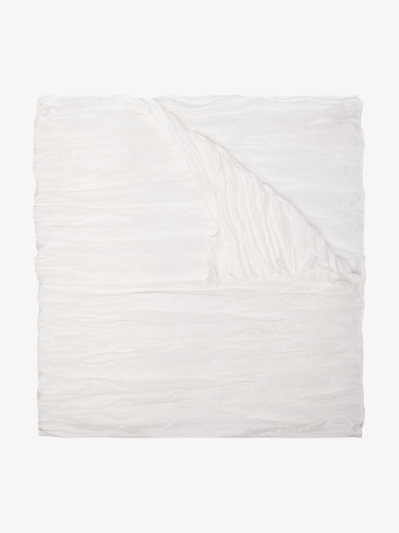 White Textured Silk Scarf