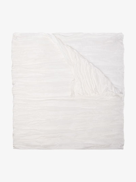 White Textured Silk Scarf