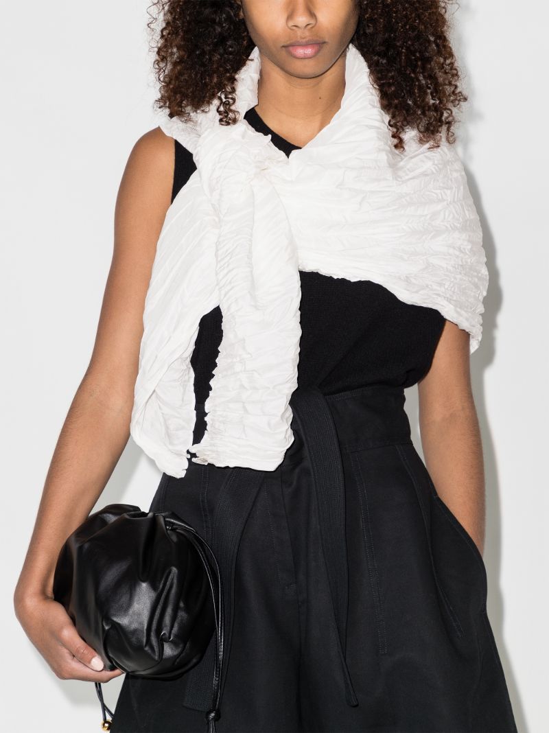 White Textured Silk Scarf