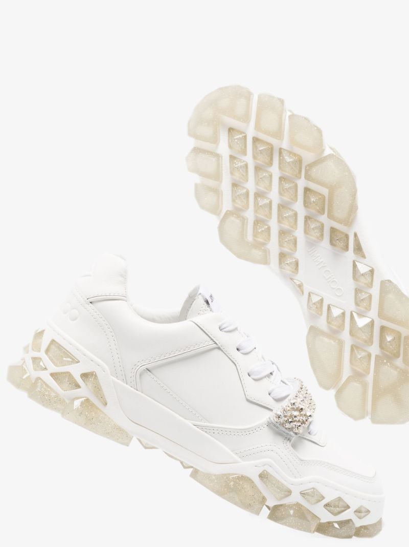 White Diamond X Strap/f Leather Sneakers
