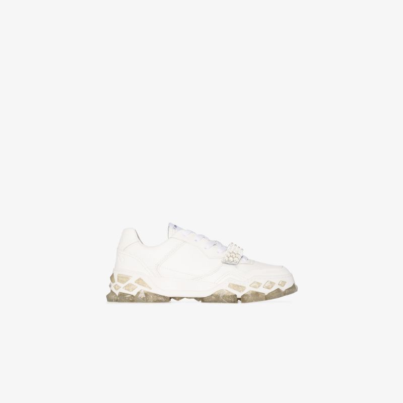White Diamond X Strap/f Leather Sneakers