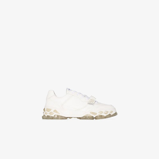 White Diamond X Strap/f Leather Sneakers