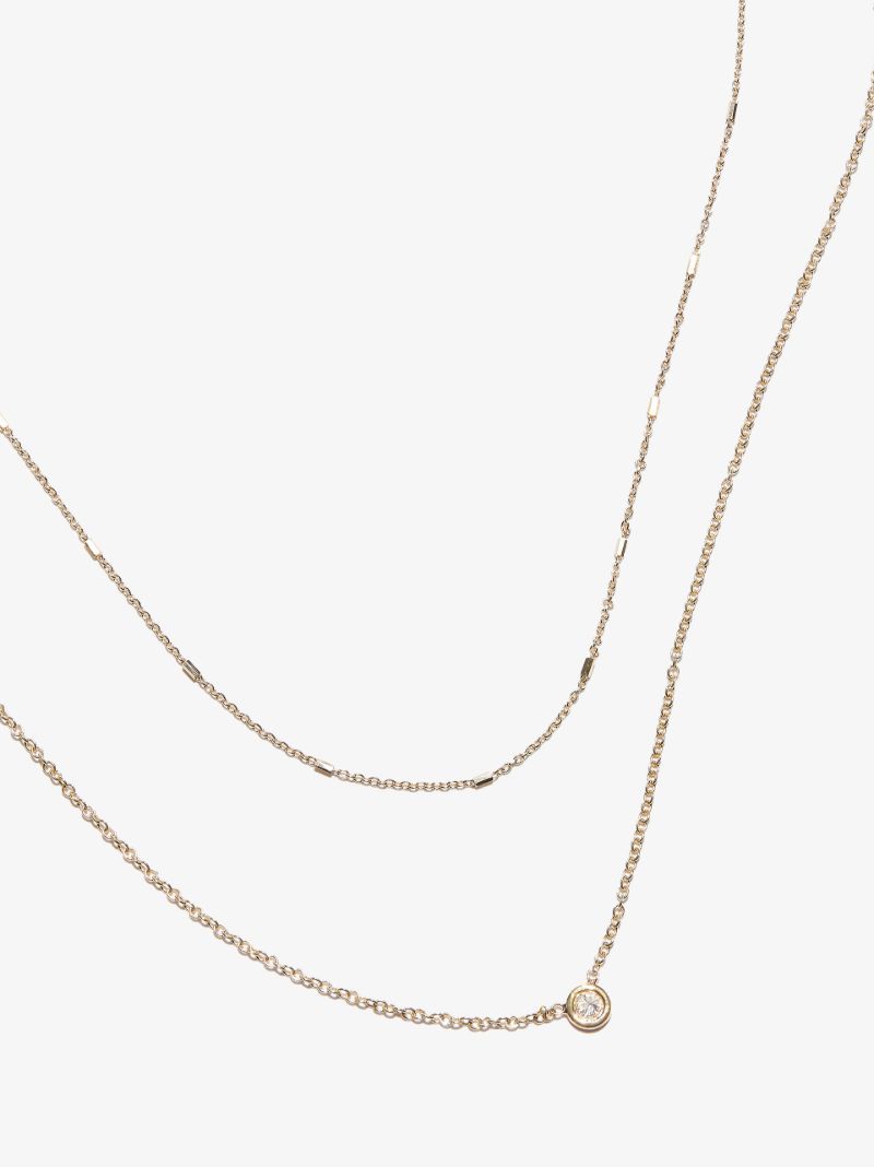 14k Yellow Gold Double Chain Diamond Necklace