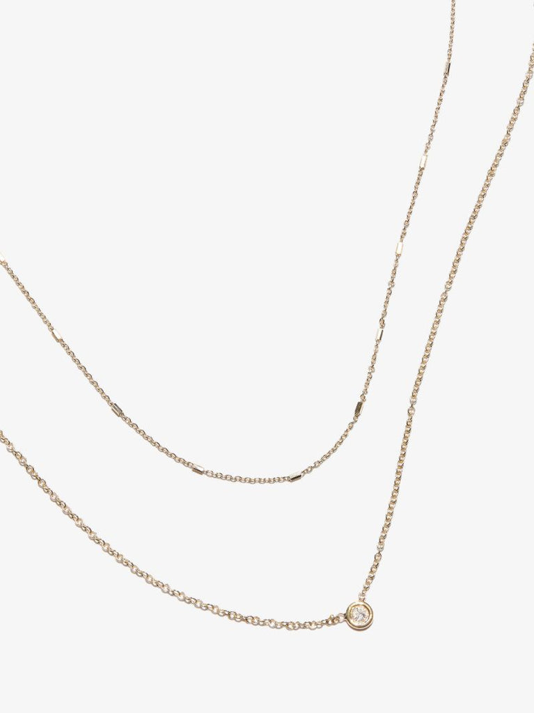 14k Yellow Gold Double Chain Diamond Necklace