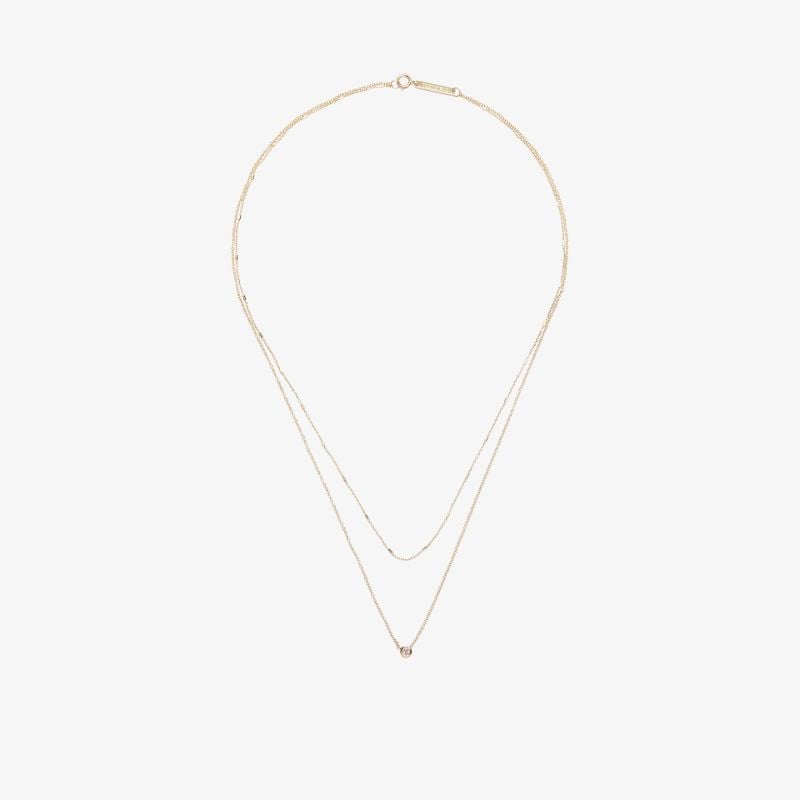 14k Yellow Gold Double Chain Diamond Necklace