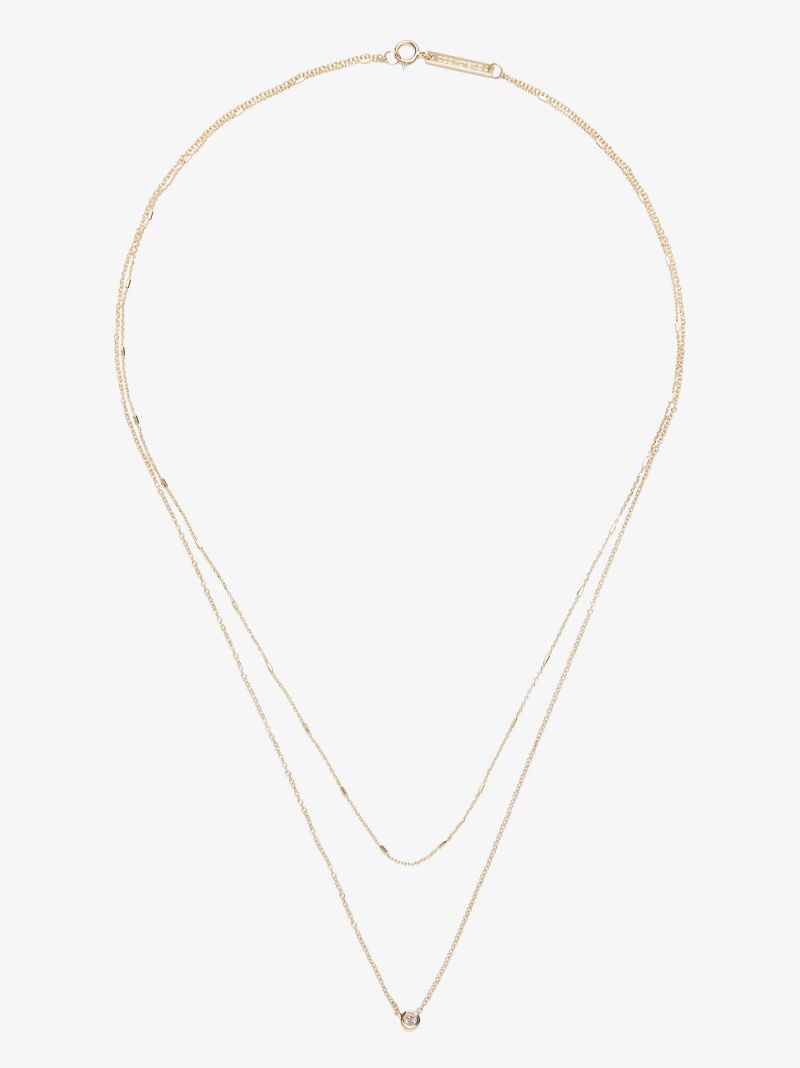 14k Yellow Gold Double Chain Diamond Necklace