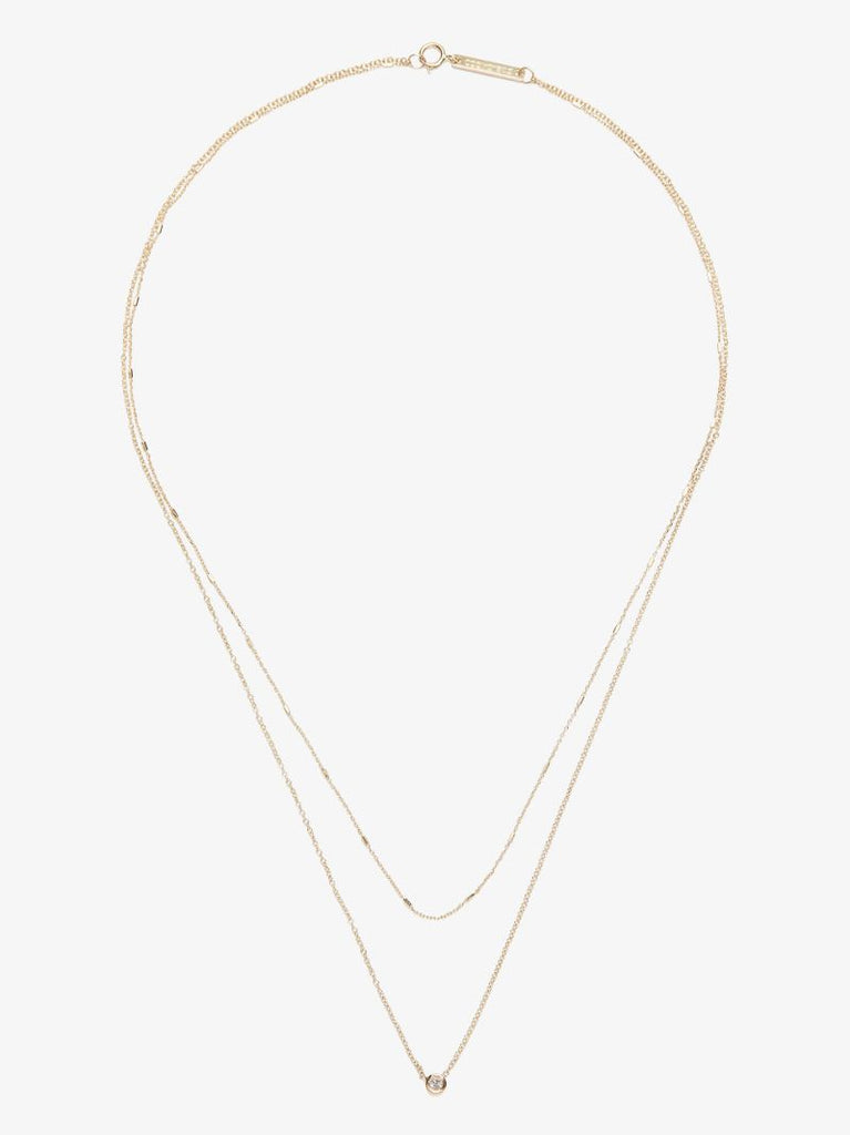 14k Yellow Gold Double Chain Diamond Necklace