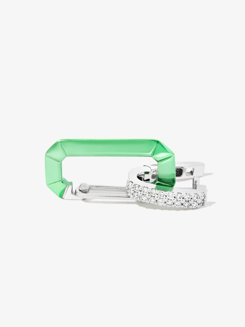 18k White Gold and Green Chiara Small Diamond Earring