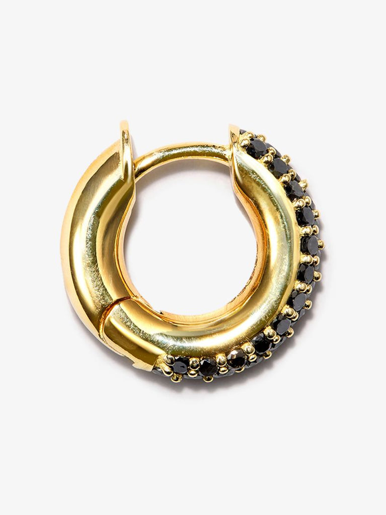 18k Yellow Gold Macro Diamond Single Hoop Earring