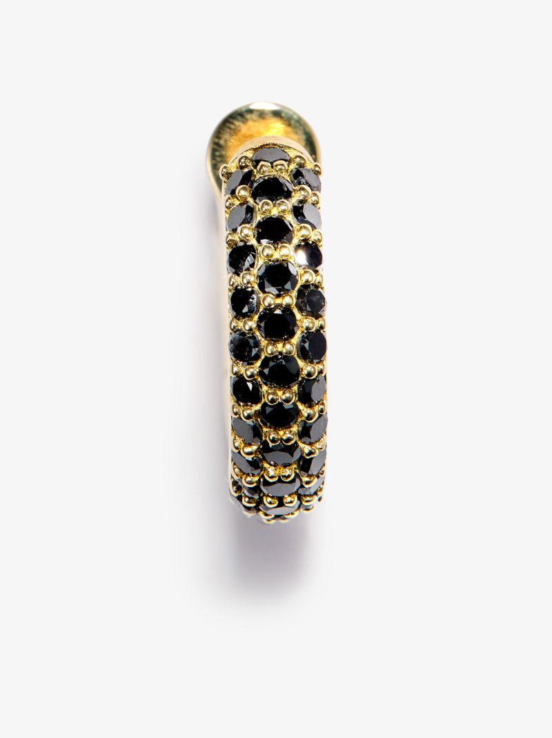 18k Yellow Gold Macro Diamond Single Hoop Earring