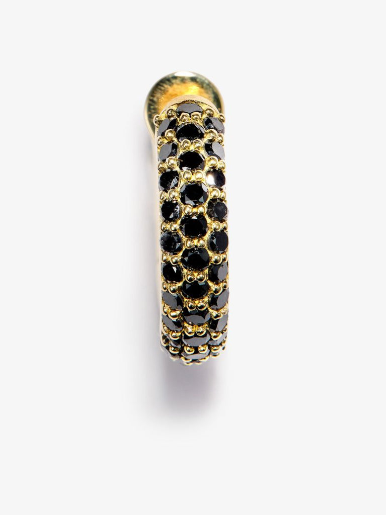 18k Yellow Gold Macro Diamond Single Hoop Earring