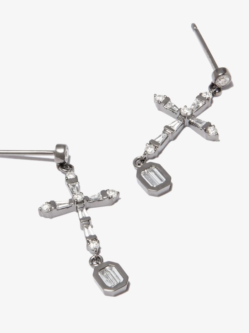 18k Black Gold Cross Diamond Earrings